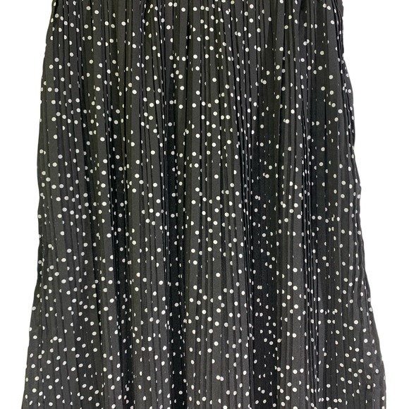 EXLURA Black & White Polka‎ Dot Pleated Ruffle Midi Skirt - Picture 4 of 13
